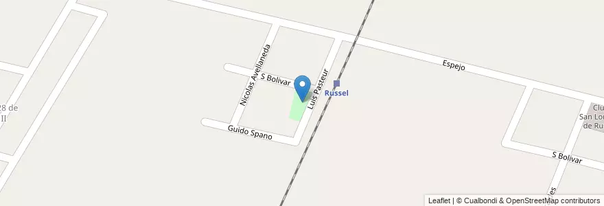 Mapa de ubicacion de Plaza B° Scala en アルゼンチン, チリ, メンドーサ州, Departamento Maipú, Distrito Russell.