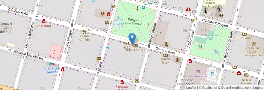 Mapa de ubicacion de Plaza Bar en Argentina, Chile, Río Negro, Cipolletti, Departamento General Roca.
