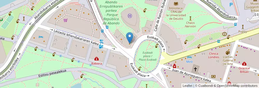 Mapa de ubicacion de Plaza Bar en Spanien, Autonome Gemeinschaft Baskenland, Bizkaia, Bilboaldea, Bilbao.