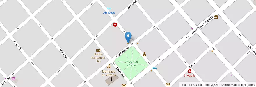 Mapa de ubicacion de Plaza Bar en 아르헨티나, 엔트레리오스주, Departamento Victoria, Distrito Corrales, Victoria, Victoria.