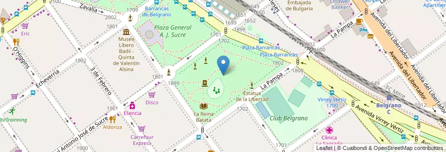 Mapa de ubicacion de Plaza Barrancas de Belgrano, Belgrano en Argentine, Ciudad Autónoma De Buenos Aires, Buenos Aires, Comuna 13.