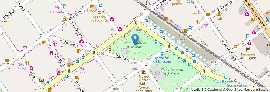 Mapa de ubicacion de Plaza Barrancas de Belgrano, Belgrano en آرژانتین, Ciudad Autónoma De Buenos Aires, Buenos Aires, Comuna 13.