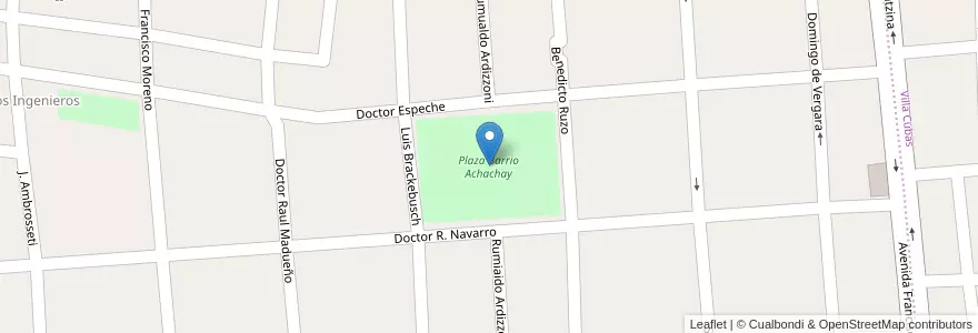 Mapa de ubicacion de Plaza Barrio Achachay en 阿根廷, Catamarca, Departamento Capital, Municipio De San Fernando Del Valle De Catamarca, San Fernando Del Valle De Catamarca.