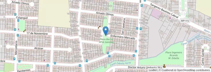 Mapa de ubicacion de Plaza Barrio ATSA Sanidad en آرژانتین, San Juan, شیلی, Rivadavia.