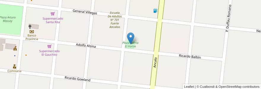Mapa de ubicacion de Plaza Barrio El Fortin en Argentinien, Provinz Buenos Aires, Partido De General Pinto.