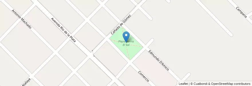 Mapa de ubicacion de Plaza Barrio El Sol en Argentinië, Buenos Aires, Partido De La Matanza, Virrey Del Pino.