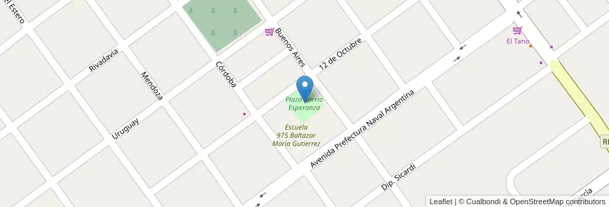 Mapa de ubicacion de Plaza Barrio Esperanza en アルゼンチン, コリエンテス州, Departamento San Cosme, Municipio De Paso De La Patria.