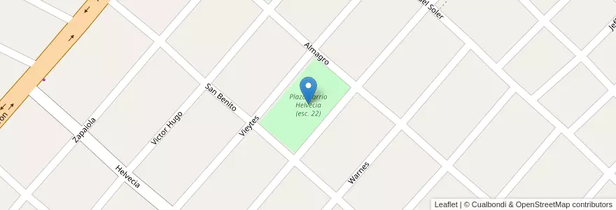 Mapa de ubicacion de Plaza barrio Helvecia (esc. 22) en Argentina, Provincia Di Buenos Aires, Partido De Merlo, Libertad.