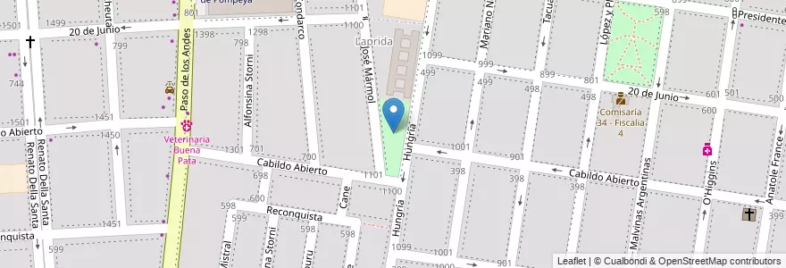Mapa de ubicacion de Plaza Barrio Laprida en Argentina, Chile, Mendoza, Godoy Cruz, Departamento Godoy Cruz, Distrito Ciudad De Godoy Cruz.