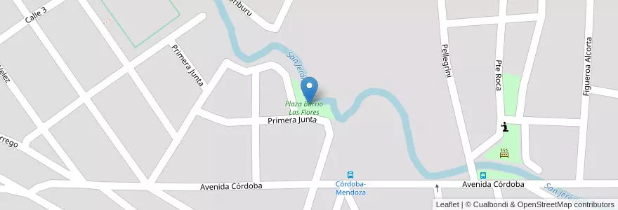 Mapa de ubicacion de Plaza Barrio Las Flores en Argentinien, Provinz Córdoba, Departamento Punilla, Pedanía Dolores, Municipio De La Cumbre.
