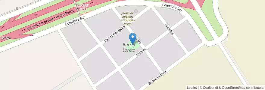 Mapa de ubicacion de Plaza Barrio Loreto en 阿根廷, 布宜诺斯艾利斯省, Partido De Luján.