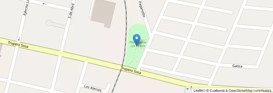 Mapa de ubicacion de Plaza Barrio Los Ceibos en Argentine, Chili, Mendoza, Departamento Maipú, Distrito Ciudad De Maipú, Maipú.