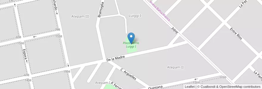 Mapa de ubicacion de Plaza barrio Luiggi I en アルゼンチン, ブエノスアイレス州, Partido De Coronel De Marina Leonardo Rosales, Punta Alta.