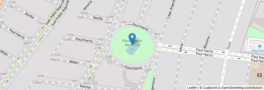 Mapa de ubicacion de Plaza Barrio Palmares II en Arjantin, Şili, Mendoza, Godoy Cruz, Departamento Godoy Cruz, Distrito Gobernador Benegas.