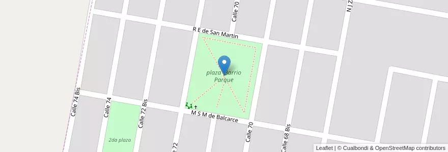 Mapa de ubicacion de plaza  Barrio Parque en Argentinië, Santa Fe, Departamento San Justo, Municipio De San Justo, San Justo.