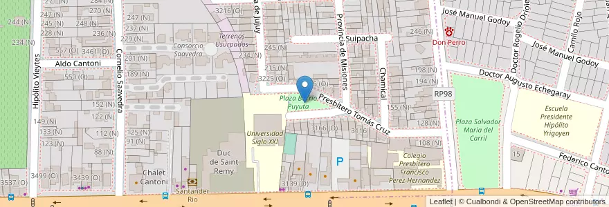 Mapa de ubicacion de Plaza Barrio Puyuta en Argentina, San Juan, Chile, Rivadavia.