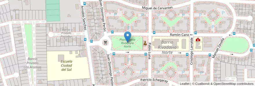 Mapa de ubicacion de Plaza Barrio Rivadavia Norte en Argentinien, San Juan, Chile, Rivadavia.