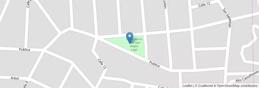 Mapa de ubicacion de Plaza barrio Villa San Roque Lago en Аргентина, Кордова, Departamento Punilla, Pedanía San Roque, Comuna De San Roque, Bialet Massé.