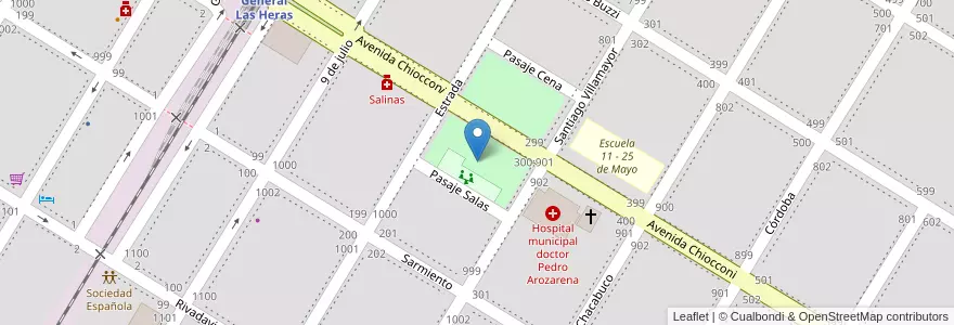 Mapa de ubicacion de Plaza Bartolomé Mitre en Argentinië, Buenos Aires, Partido De General Las Heras, General Las Heras.