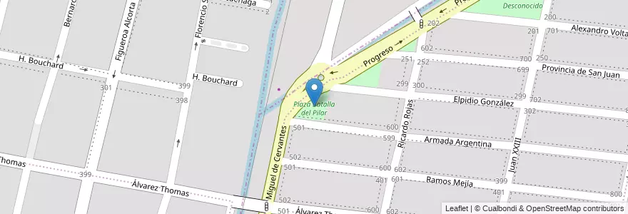 Mapa de ubicacion de Plaza Batalla del Pilar en アルゼンチン, チリ, メンドーサ州, Departamento Guaymallén, Godoy Cruz.