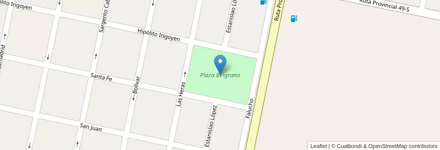 Mapa de ubicacion de Plaza Belgrano en 아르헨티나, Santa Fe, Departamento San Martín, Municipio De San Jorge.