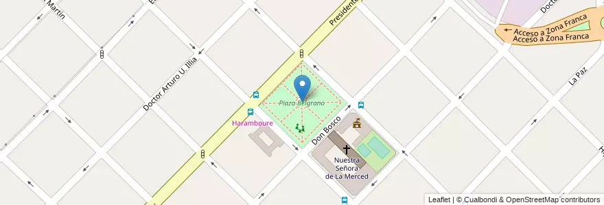 Mapa de ubicacion de Plaza Belgrano en Argentine, Province De Buenos Aires, Partido De Ensenada.