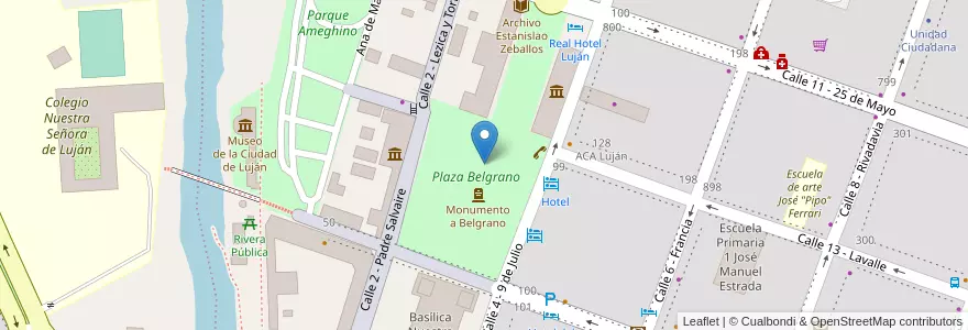 Mapa de ubicacion de Plaza Belgrano en アルゼンチン, ブエノスアイレス州, Partido De Luján.