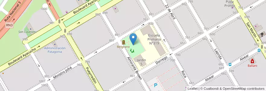 Mapa de ubicacion de Plaza Belgrano en アルゼンチン, リオネグロ州, Departamento Adolfo Alsina, Viedma, Viedma.