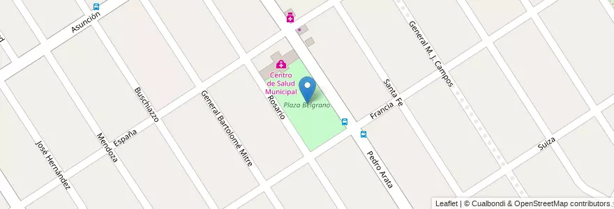 Mapa de ubicacion de Plaza Belgrano en Argentinië, Buenos Aires, Partido De Tigre, Don Torcuato.