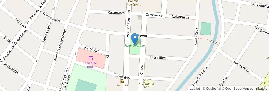 Mapa de ubicacion de Plaza Belgrano en 阿根廷, Jujuy, Departamento San Pedro, Municipio De San Pedro De Jujuy.