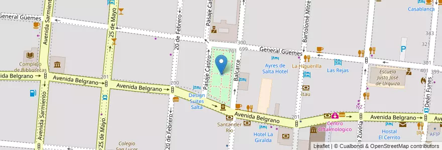 Mapa de ubicacion de Plaza Belgrano en 아르헨티나, Salta, Capital, Municipio De Salta, Salta.