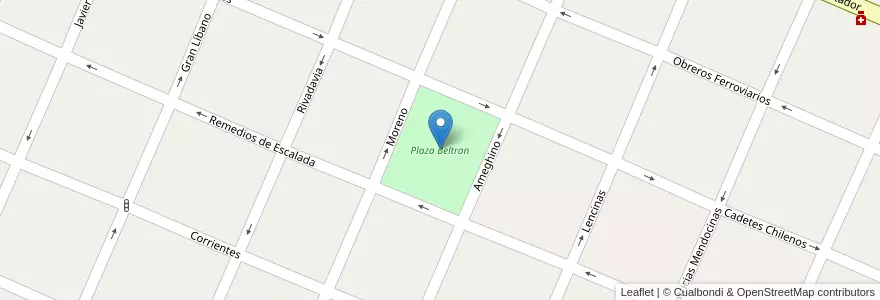 Mapa de ubicacion de Plaza Beltran en Arjantin, Şili, Mendoza, Departamento San Martín, Distrito Palmira.