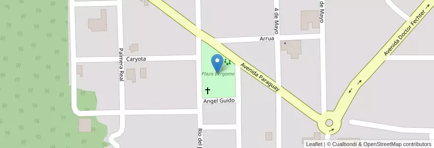 Mapa de ubicacion de Plaza Bergamo en Argentina, Misiones, Departamento Montecarlo, Municipio De Montecarlo, Montecarlo.