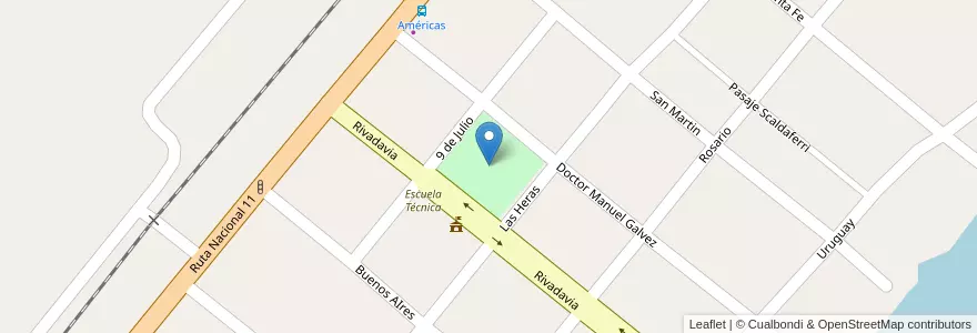 Mapa de ubicacion de Plaza Bernardino Rivadavia en Arjantin, Santa Fe, Departamento La Capital, Municipio De Sauce Viejo.