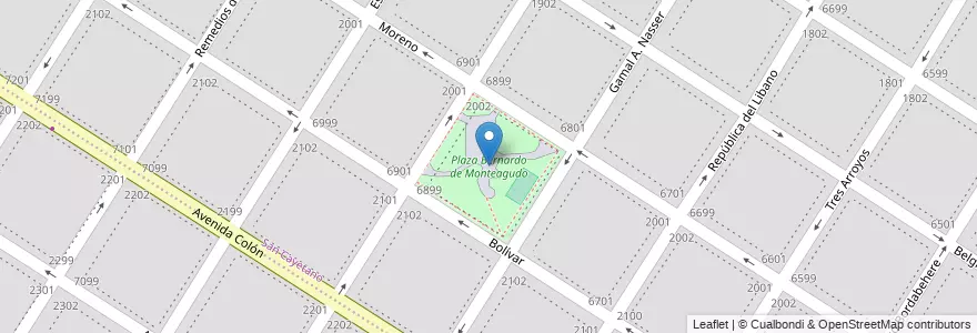 Mapa de ubicacion de Plaza Bernardo de Monteagudo en الأرجنتين, بوينس آيرس, Partido De General Pueyrredón, مار ديل بلاتا.