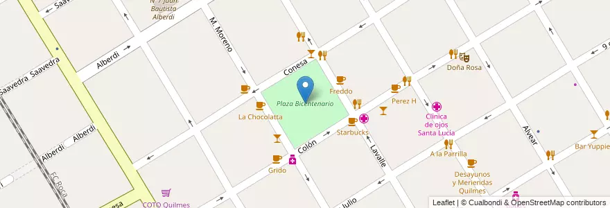 Mapa de ubicacion de Plaza Bicentenario en 阿根廷, 布宜诺斯艾利斯省, Partido De Quilmes, Quilmes.