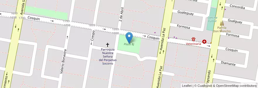 Mapa de ubicacion de Plaza BJ en آرژانتین, Corrientes, Departamento Capital, Corrientes, Corrientes.