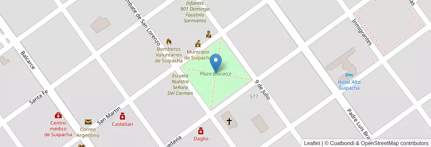 Mapa de ubicacion de Plaza Blacarce en Argentina, Buenos Aires, Suipacha.