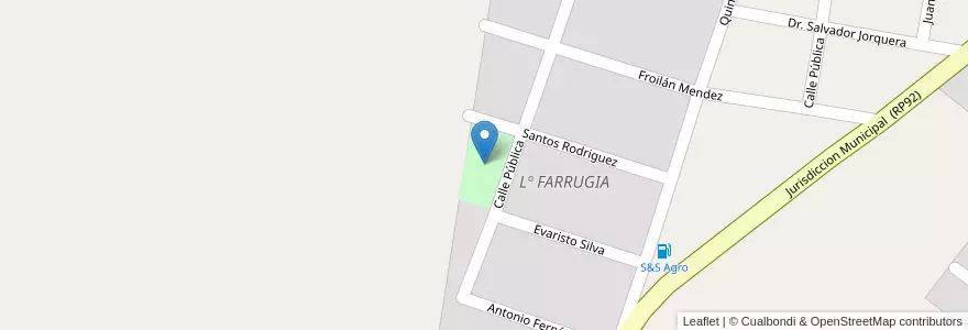 Mapa de ubicacion de Plaza Bº Barbuza en 阿根廷, 智利, Mendoza, Departamento Tunuyán, Distrito Colonia Las Rosas.