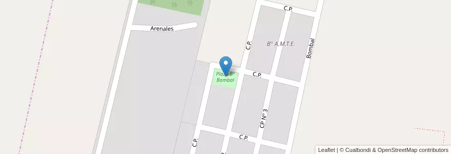 Mapa de ubicacion de Plaza Bº Bombal en الأرجنتين, تشيلي, Mendoza, Departamento Tunuyán, Distrito Ciudad De Tunuyán.