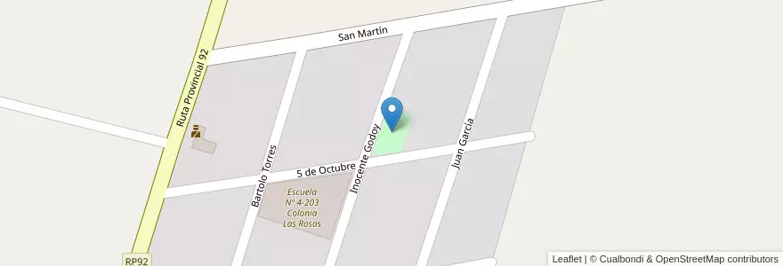 Mapa de ubicacion de Plaza Bº COSTA AZUL en 아르헨티나, 칠레, Mendoza, Departamento Tunuyán, Distrito Colonia Las Rosas.