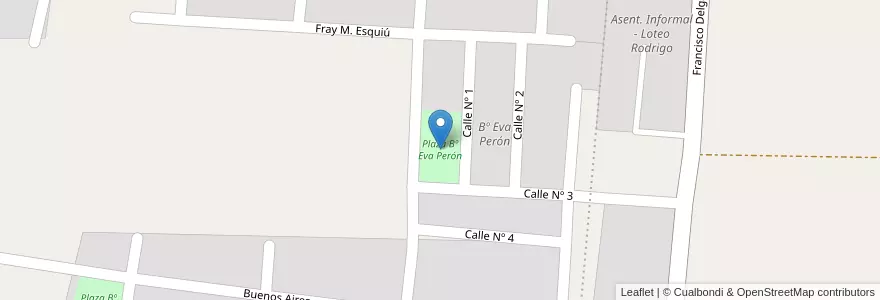 Mapa de ubicacion de Plaza Bº Eva Perón en 아르헨티나, 칠레, Mendoza, Departamento Tunuyán, Distrito Ciudad De Tunuyán.