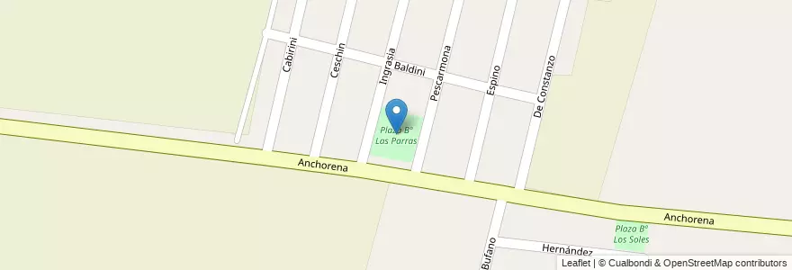 Mapa de ubicacion de Plaza Bº Las Parras en Argentinien, Chile, Mendoza, Departamento Luján De Cuyo, Luján De Cuyo, Distrito Mayor Drummond.