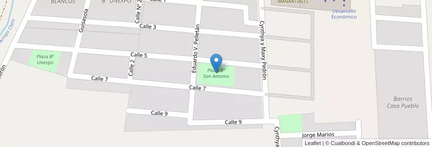 Mapa de ubicacion de Plaza Bº San Antonio en Arjantin, Şili, Mendoza, Departamento Tunuyán, Distrito El Totoral.