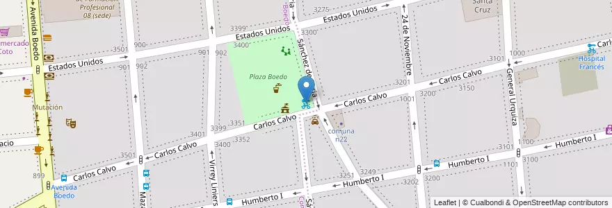 Mapa de ubicacion de Plaza Boedo, San Cristobal en アルゼンチン, Ciudad Autónoma De Buenos Aires, Comuna 5, ブエノスアイレス.