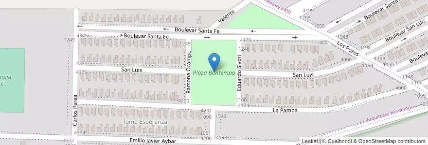 Mapa de ubicacion de Plaza Bontempo en Аргентина, Санта-Крус, Чили, Humedal, Deseado, Caleta Olivia.