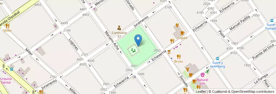 Mapa de ubicacion de Plaza Brigadier General Juan Manuel Zapiola, Villa Urquiza en アルゼンチン, Ciudad Autónoma De Buenos Aires, Comuna 12, ブエノスアイレス.
