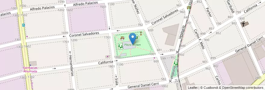 Mapa de ubicacion de Plaza Brown, Boca en Argentina, Ciudad Autónoma De Buenos Aires, Partido De Avellaneda, Comuna 4, Buenos Aires.