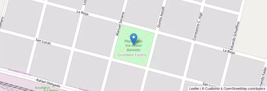 Mapa de ubicacion de Plaza Cabo 1ro Néstor Gorosito en 阿根廷, 布宜诺斯艾利斯省, Partido De Bahía Blanca, Grünbein.