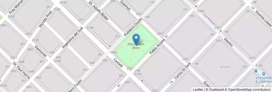 Mapa de ubicacion de Plaza Cabre More en Arjantin, Buenos Aires, Partido De Bahía Blanca, Bahía Blanca.